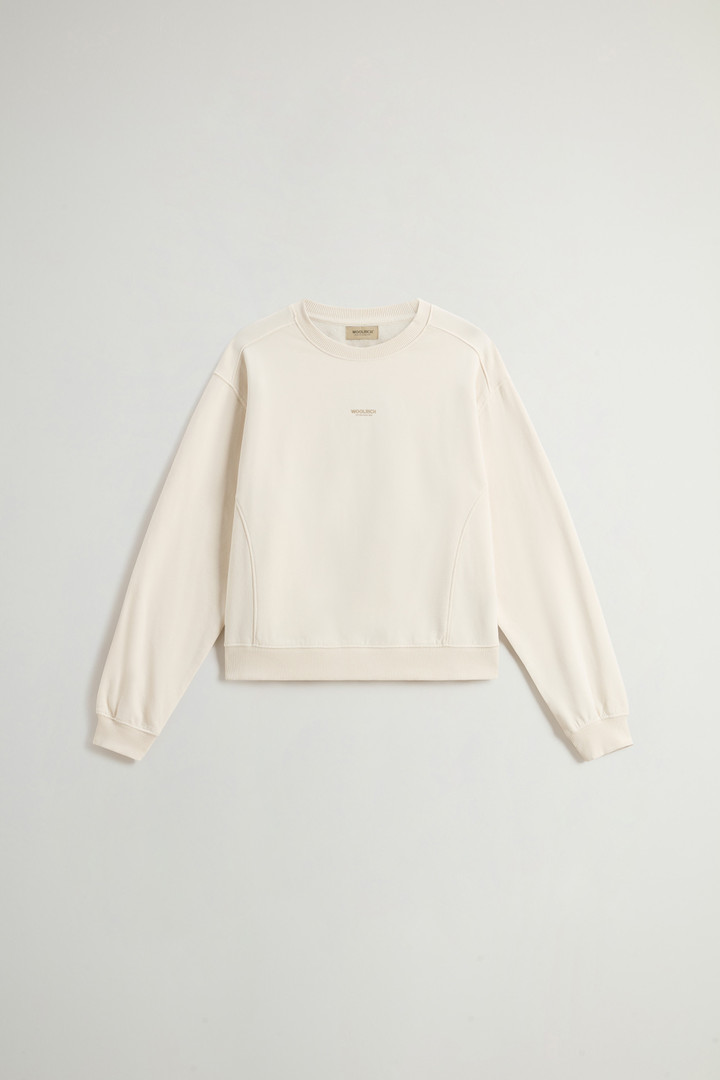 Crewneck Sweatshirt in Pure Cotton with Embroidered Logo White photo 1 | Woolrich