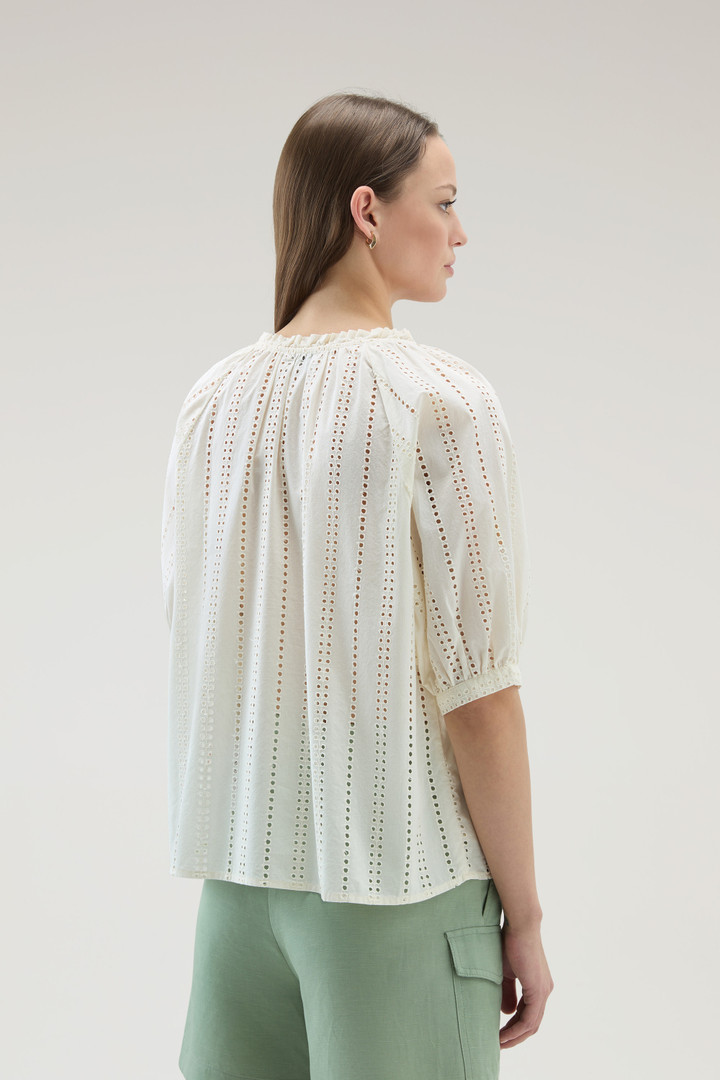 Bluse aus reiner bestickter Baumwolle Weiß photo 3 | Woolrich