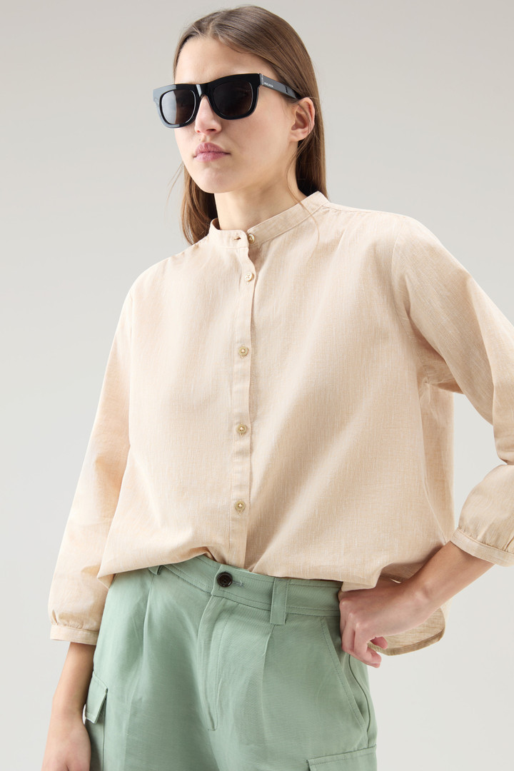 Camicia alla coreana in misto lino e cotone Beige photo 4 | Woolrich