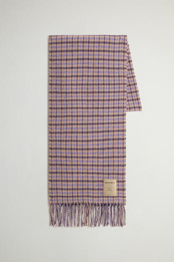 Pure Wool Jacquard Check Scarf Purple | Woolrich