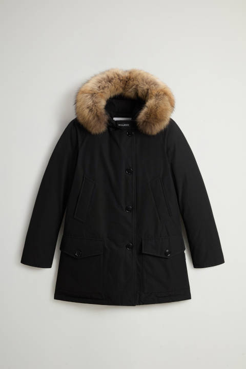 Arctic Parka in Ramar Cloth with Four Pockets and Detachable Fur Black photo 2 | Woolrich