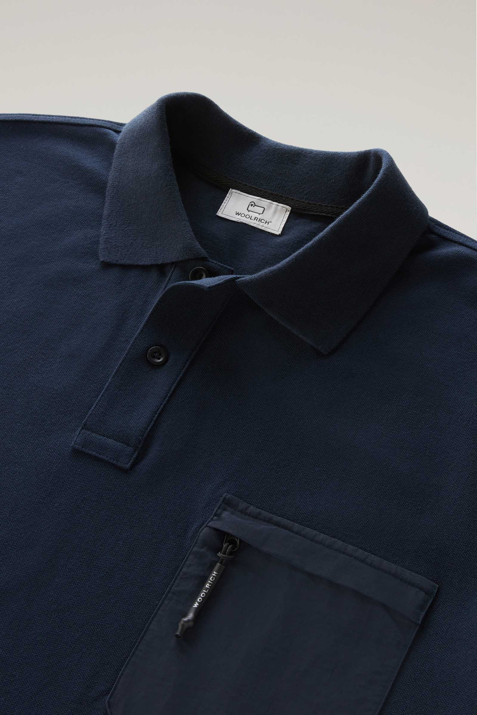 Polo a maniche corte in piqué di cotone elasticizzato blu photo 6 | Woolrich