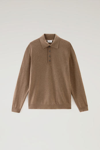 Long-Sleeved Polo Shirt in Merino Wool Blend Gray photo 1 | Woolrich