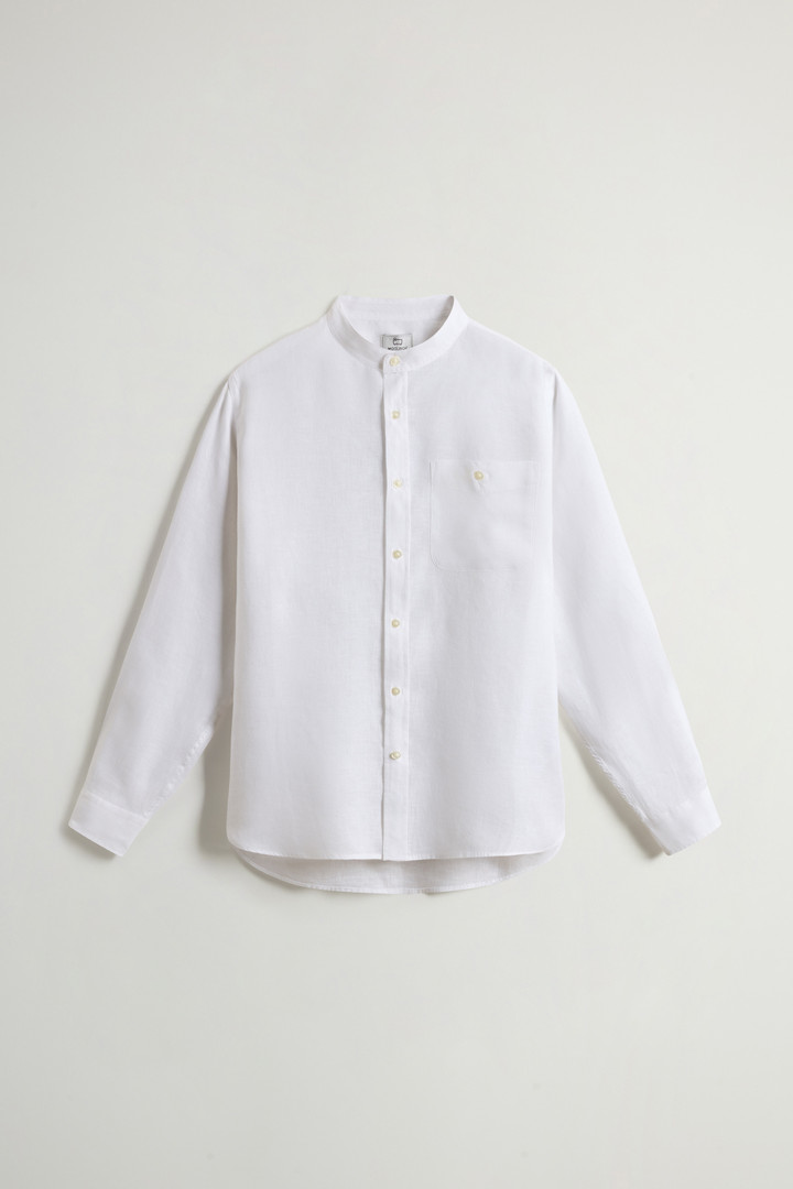 Garment-dyed Shirt with Mandarin Collar in Pure Linen White photo 5 | Woolrich