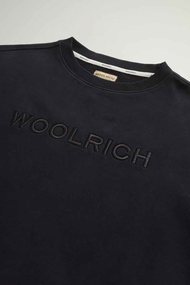 Pure Cotton Crewneck Sweatshirt with Embroidered Lettering on the Chest Black photo 6 | Woolrich