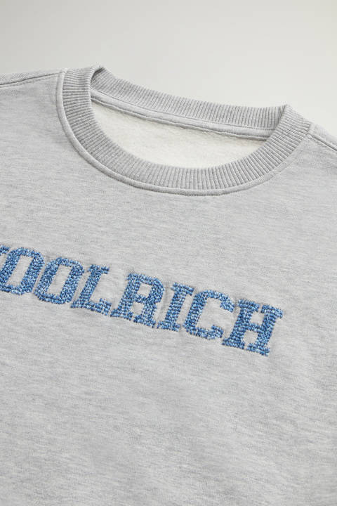 Girls' Crewneck Sweatshirt in Pure Cotton with Logo Gray photo 2 | Woolrich