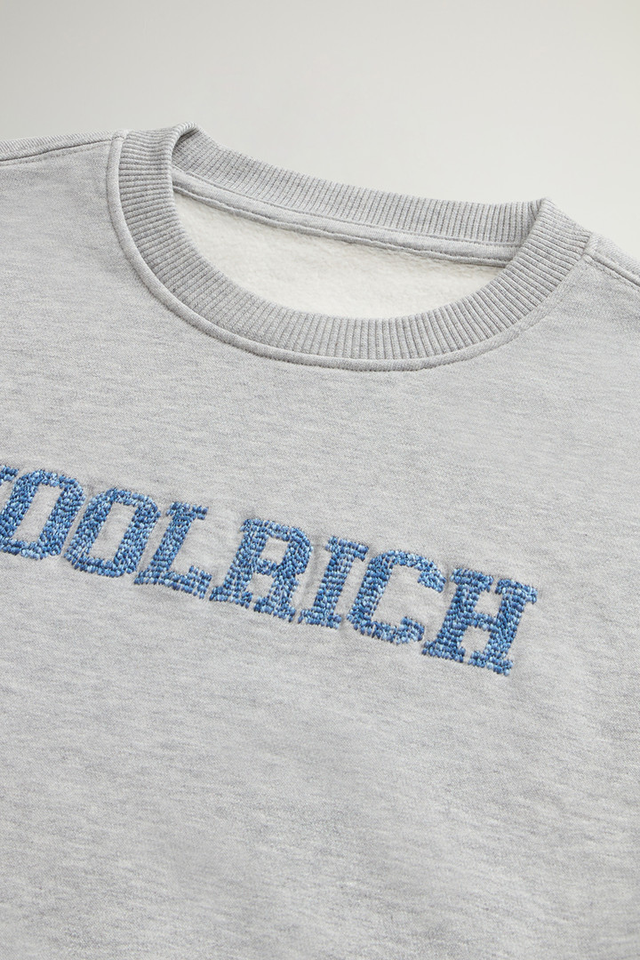 Girls' Crewneck Sweatshirt in Pure Cotton with Logo Gray photo 3 | Woolrich