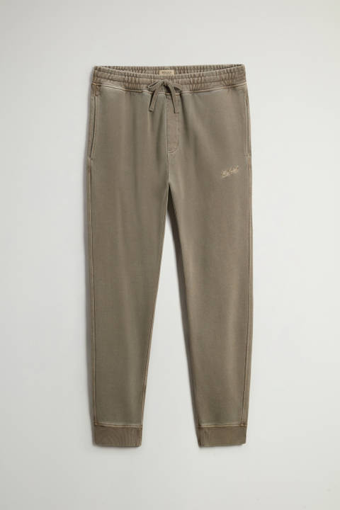 Pantalon teint en pièce en pur coton molletonné Vert | Woolrich
