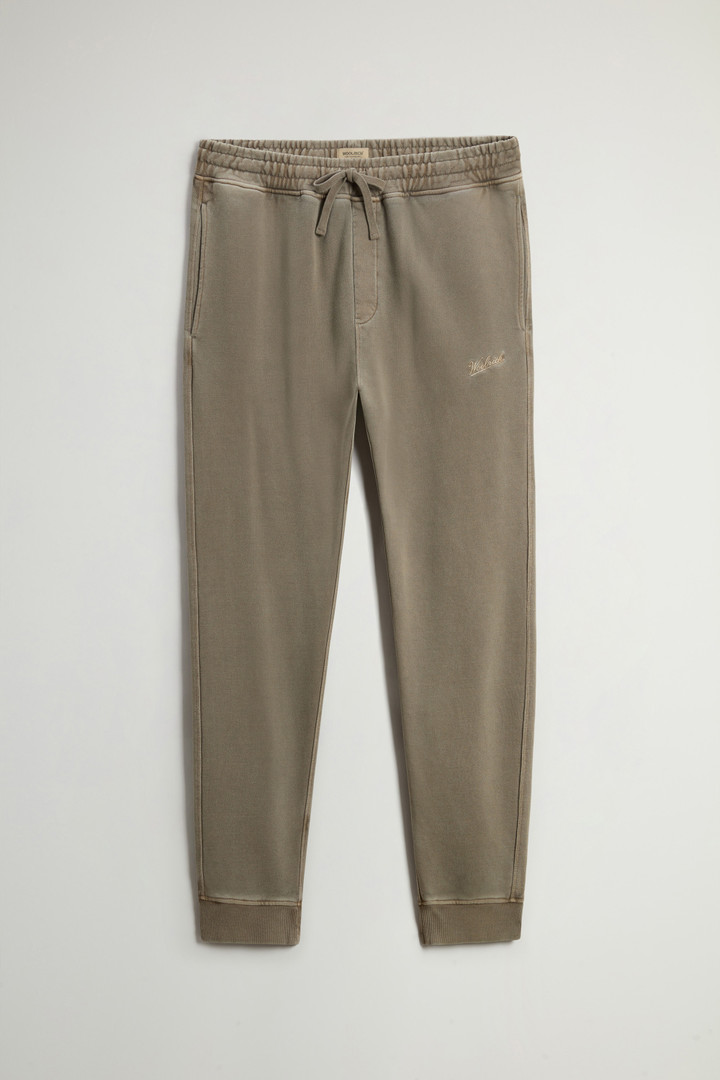 Garment-Dyed Pants in Pure Cotton Fleece Green photo 4 | Woolrich