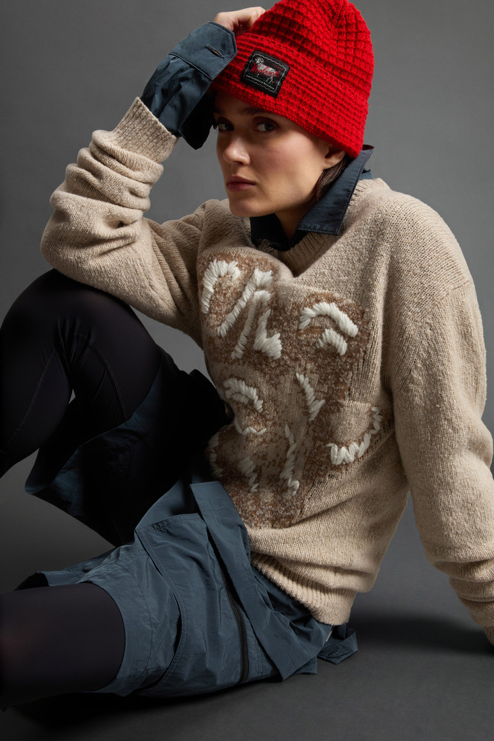Pullover mit Rundhalsausschnitt aus Wollmischung mit Jacquardmuster by Todd Snyder Beige photo 7 | Woolrich