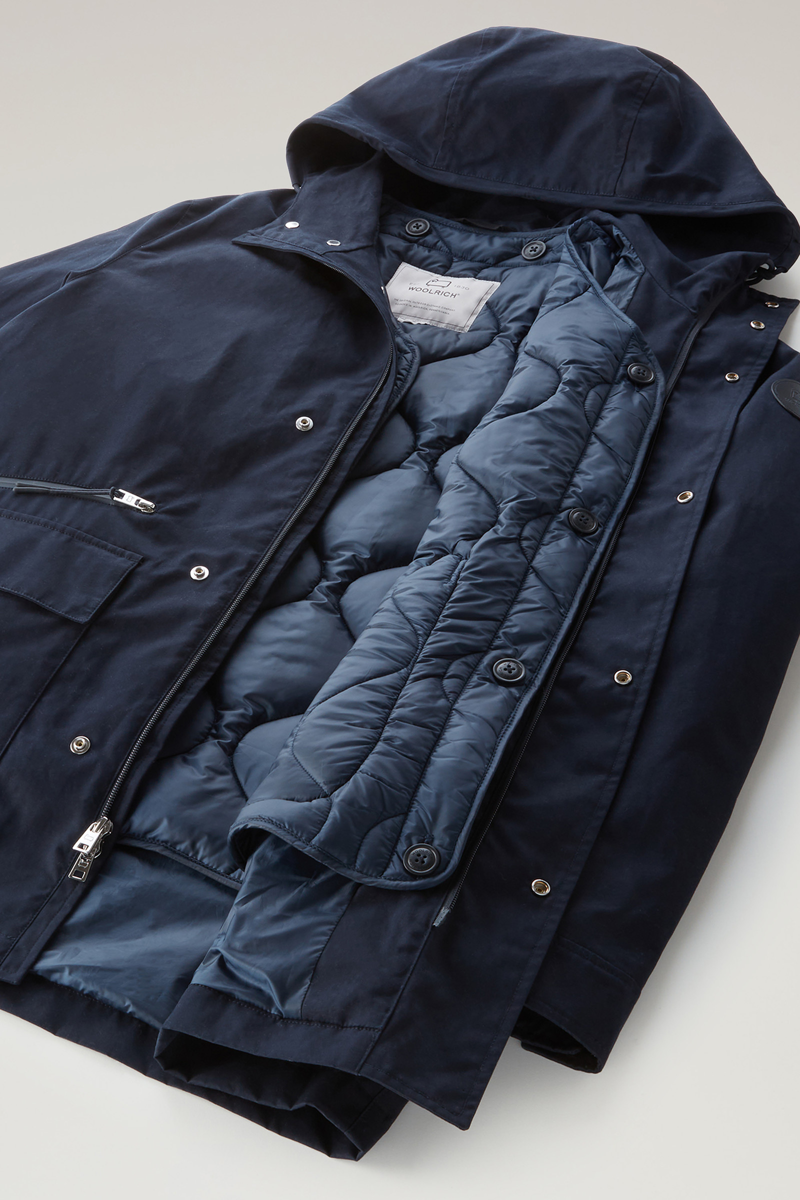 Veste Mountain 3 en 1 en coton Soft Byrd avec veste sans manches matelassée amovible bleu photo 12 | Woolrich