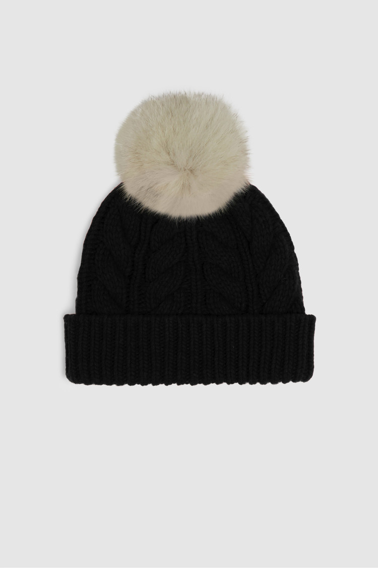 Muts van gemengde wol, met afneembare pompon