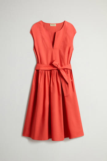 Robe ceinturée en popeline de pur coton Rouge photo 1 | Woolrich