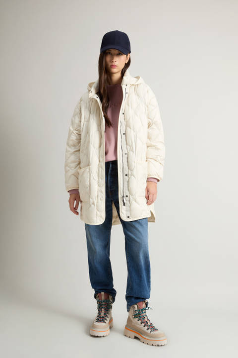 Chaqueta estilo capa Heritage de microfibra con capucha extraíble Blanco | Woolrich