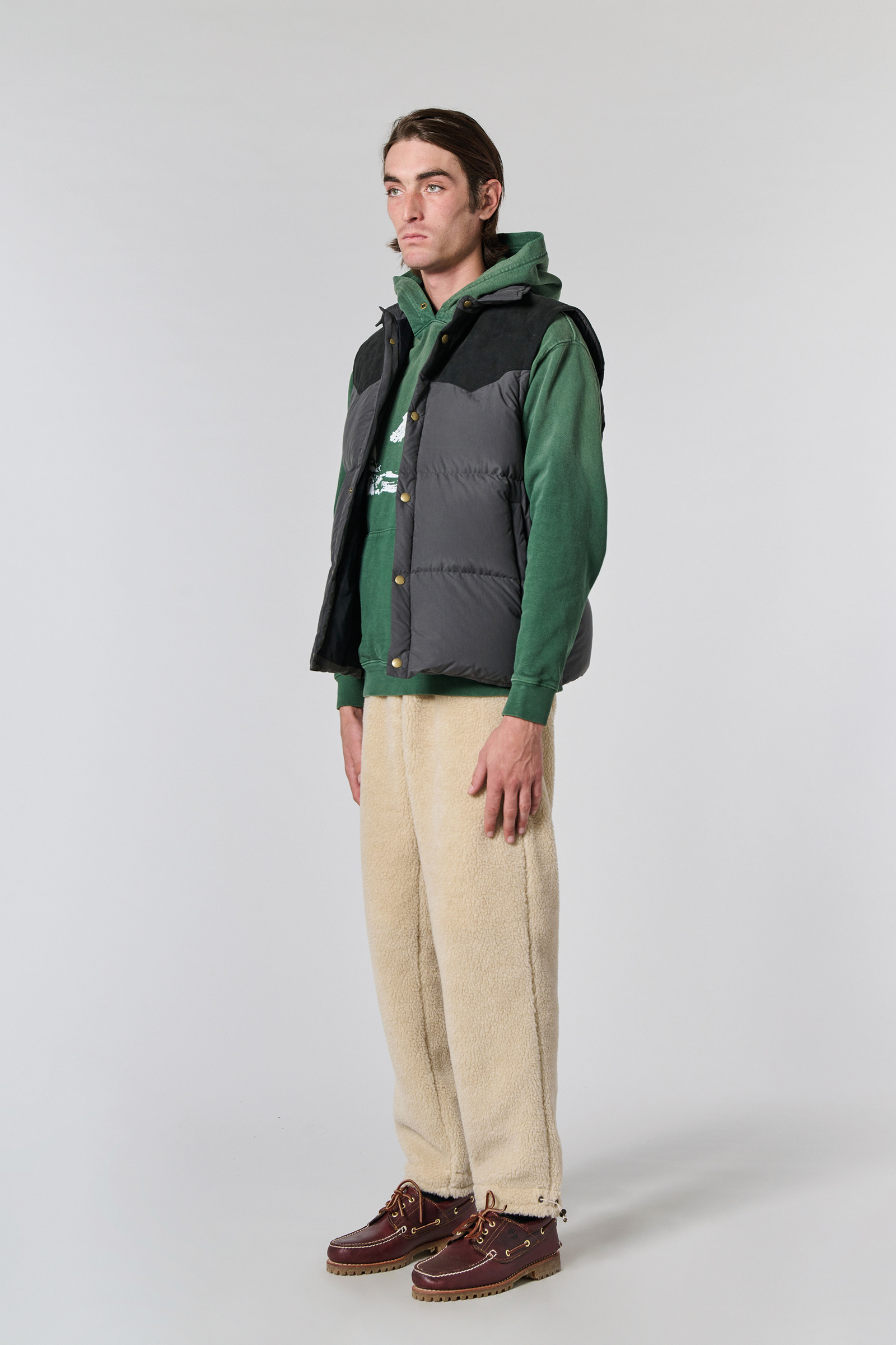 Padded Vest with Alcantara Yoke - One Of These Days / Woolrich Grey photo 2 | Woolrich