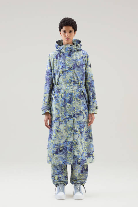 Hooded Parka in Printed Cordura Fabric Blue | Woolrich