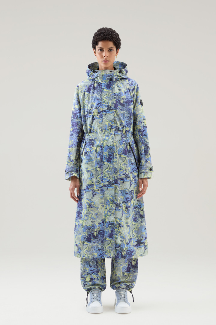 Hooded Parka in Printed Cordura Fabric Blue photo 1 | Woolrich