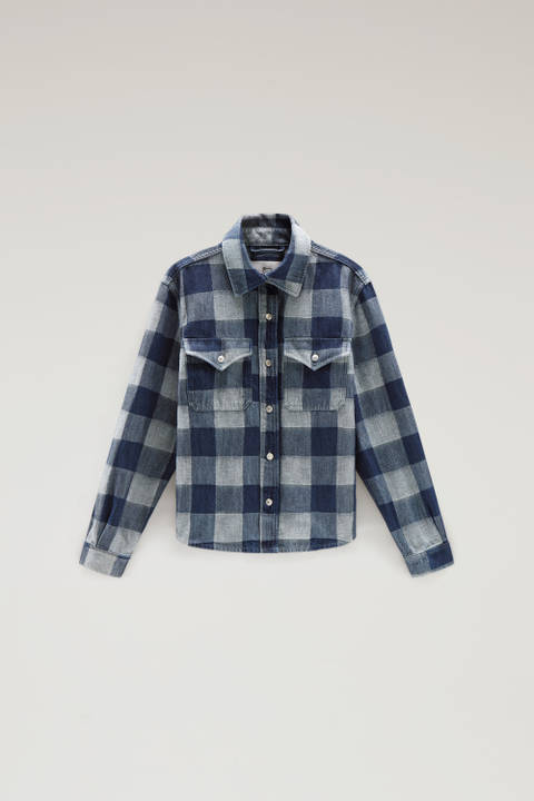Check Shirt in Pure Cotton Denim Blue photo 2 | Woolrich