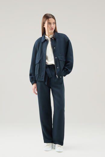 Bomber Jacket in Linen Blend Blue | Woolrich