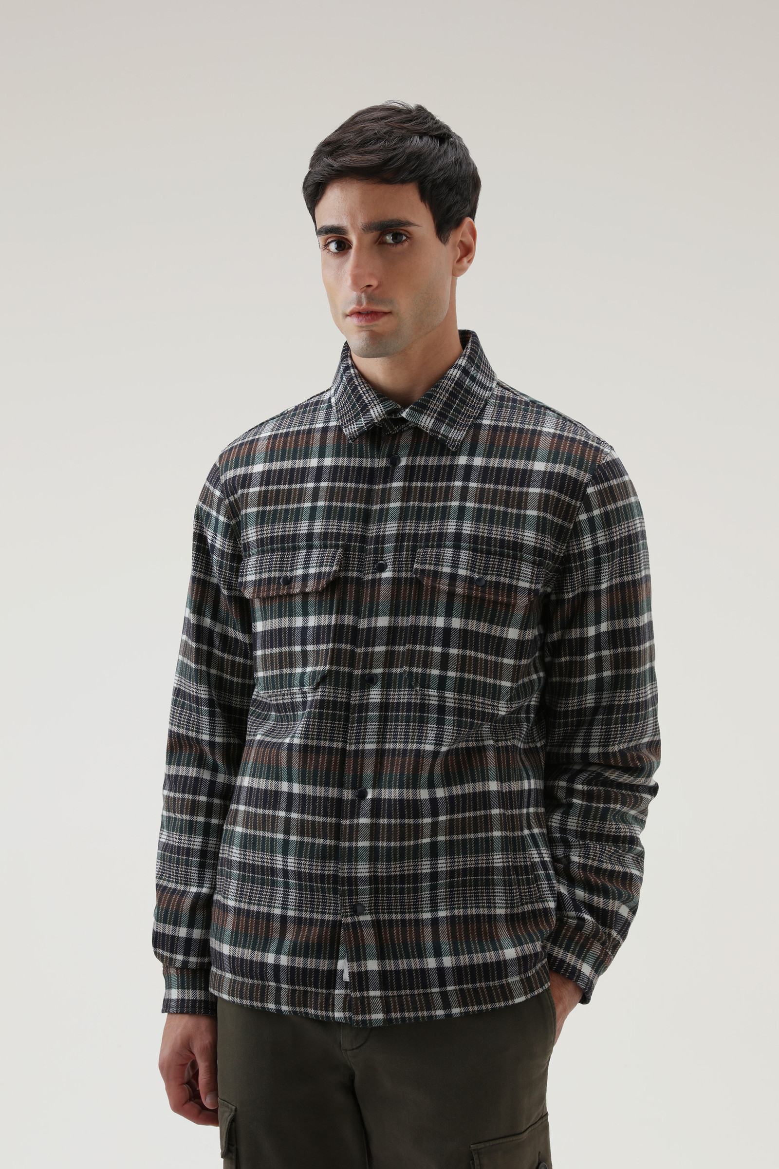 Men's Alaskan Padded Check Overshirt in Recycled Italian Wool