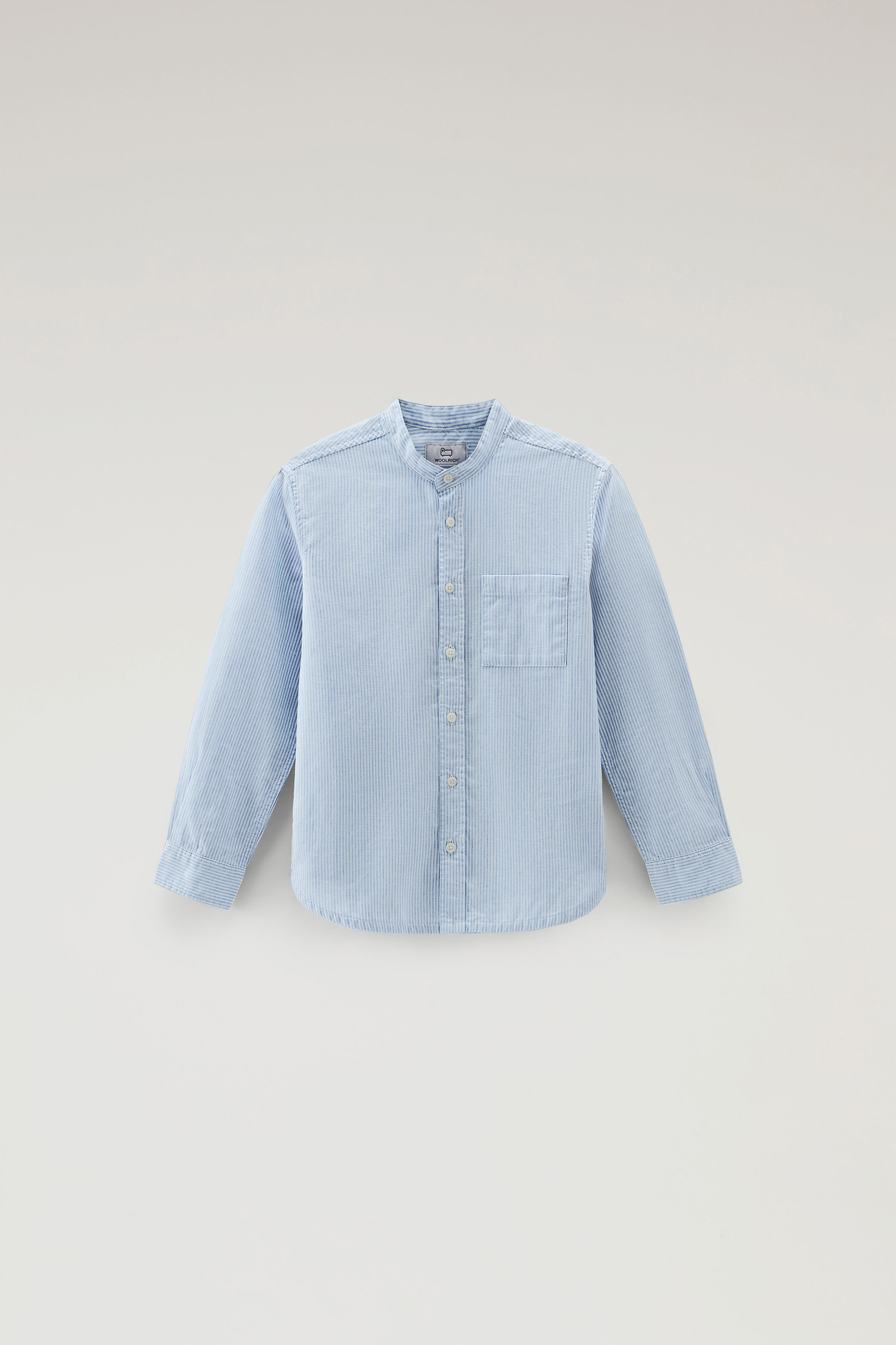 Camicia da bambino in misto lino e cotone blu | Woolrich