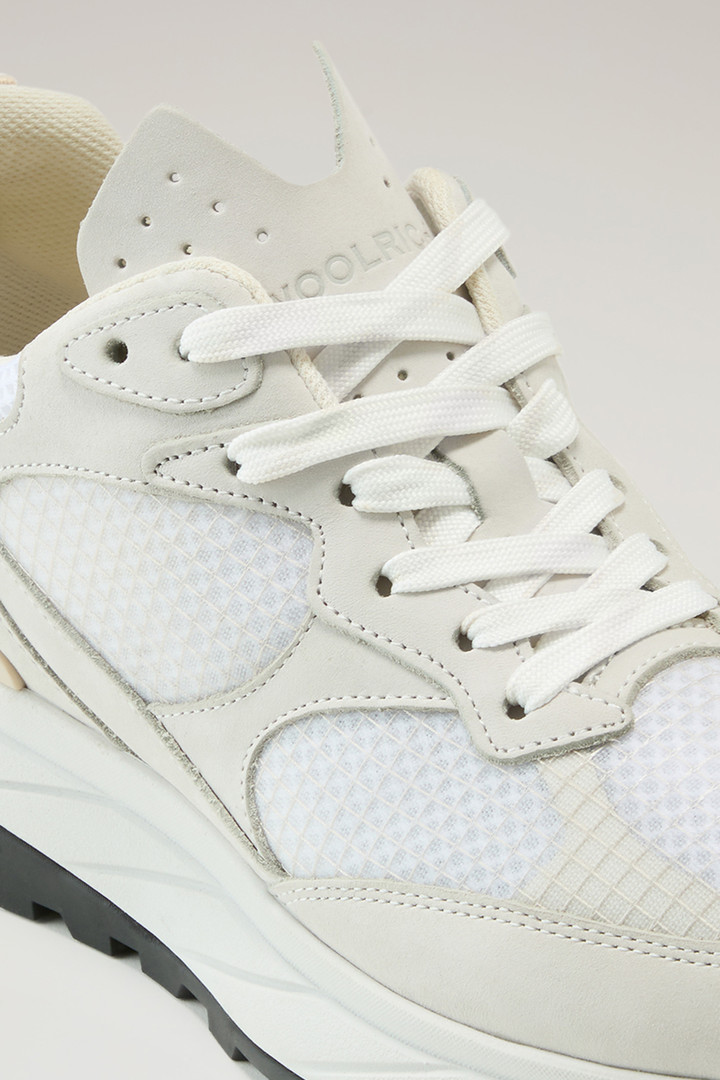 Running Sneakers in Ripstop Fabric and Nubuck Leather White photo 5 | Woolrich