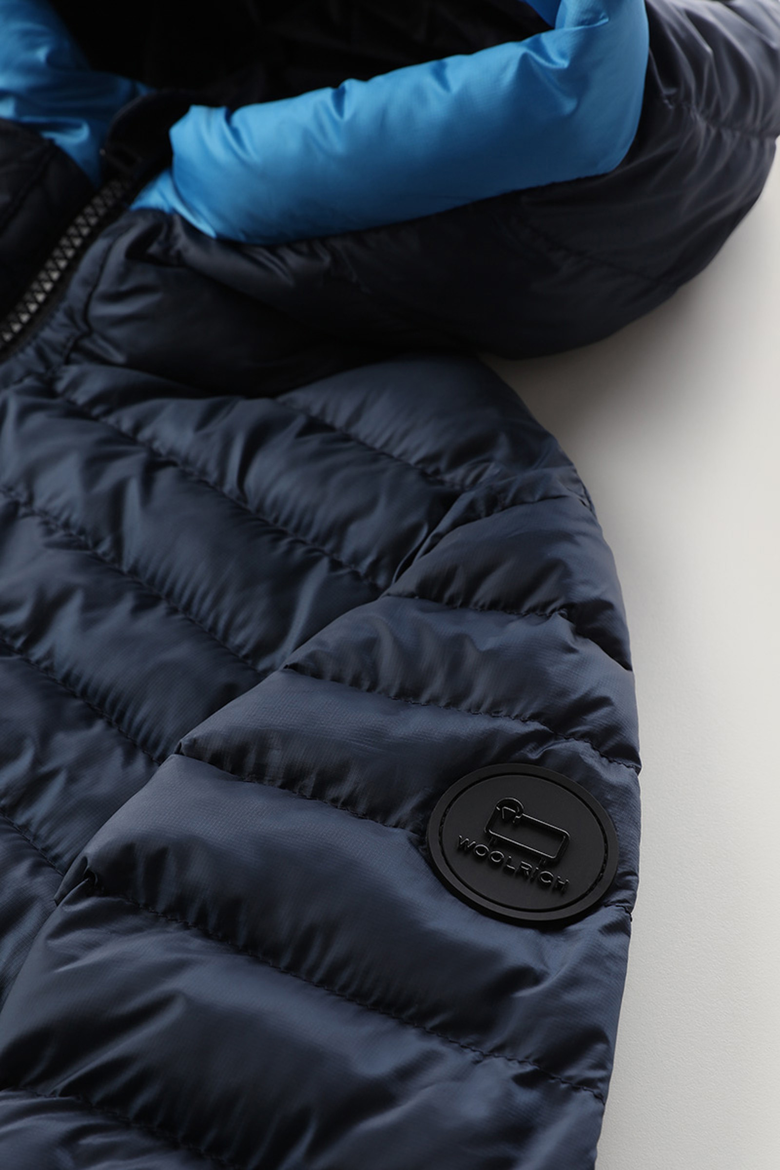 Boys' Sundance Hooded Down Jacket in Recycled Ripstop Blue | Woolrich USA