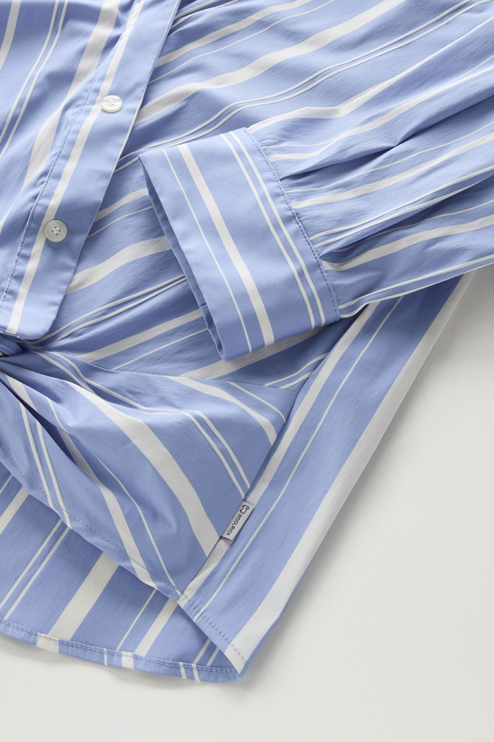 Striped Cotton Fleece Poplin Shirt Blue photo 7 | Woolrich