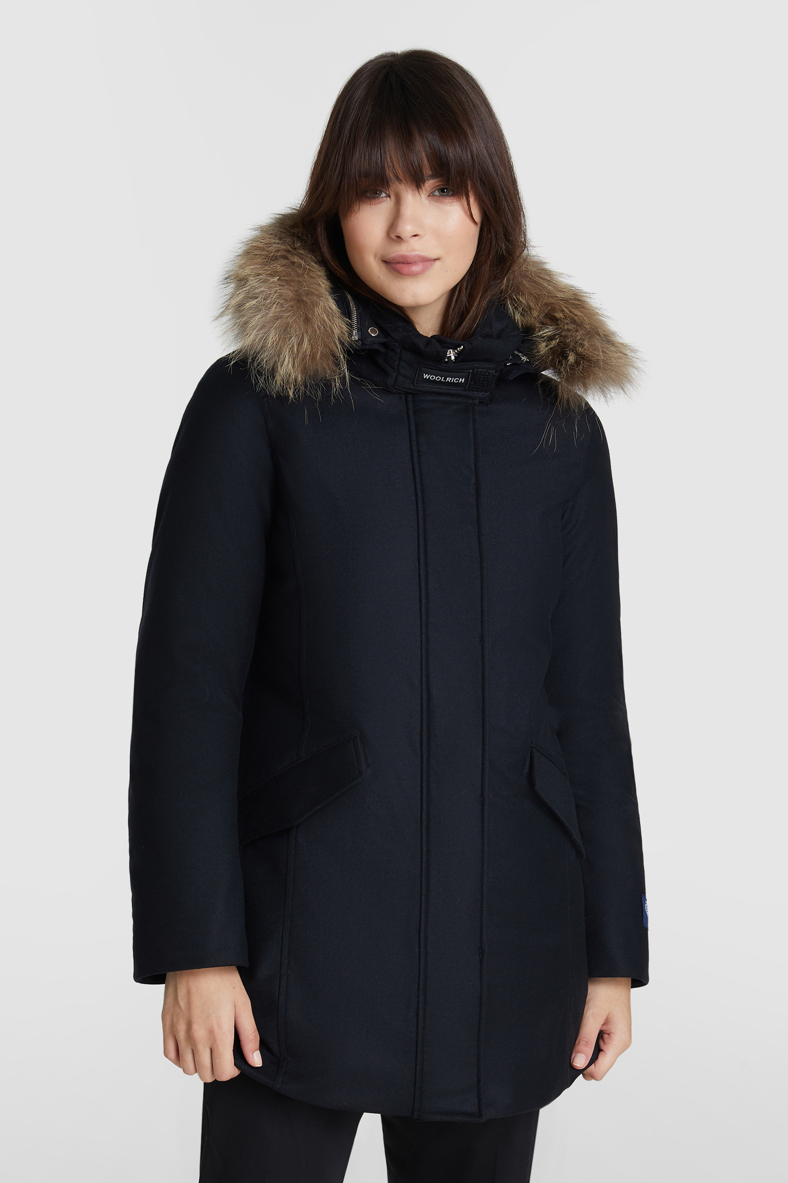 Arctic Parka luxe in lana pregiata, pelliccia coyote