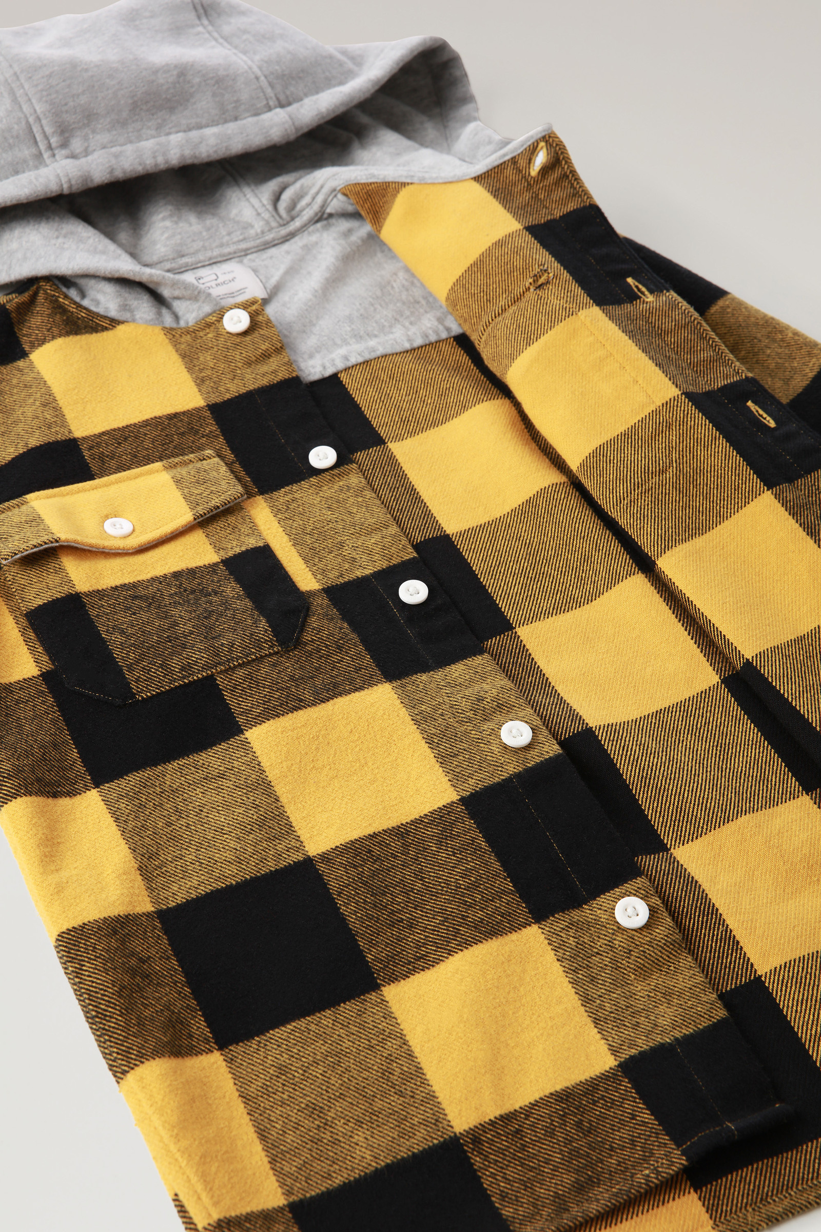 Boys' Hooded Buffalo Check Overshirt Yellow photo 8 | Woolrich