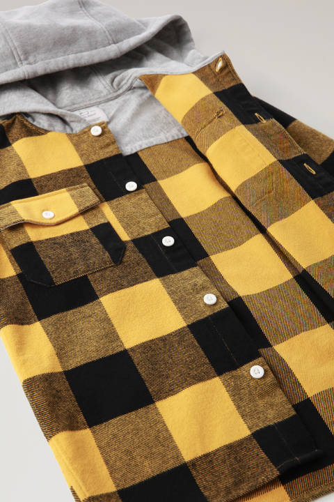 Boys' Hooded Buffalo Check Overshirt Yellow photo 2 | Woolrich