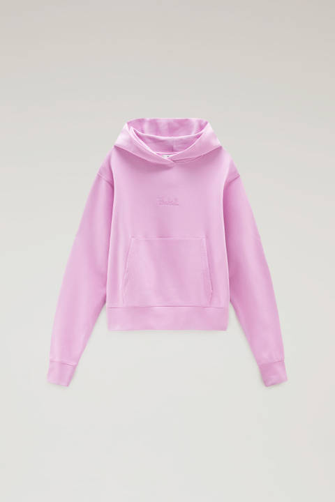 Sweat-shirt à capuche en pur coton avec logo brodé Rose photo 2 | Woolrich