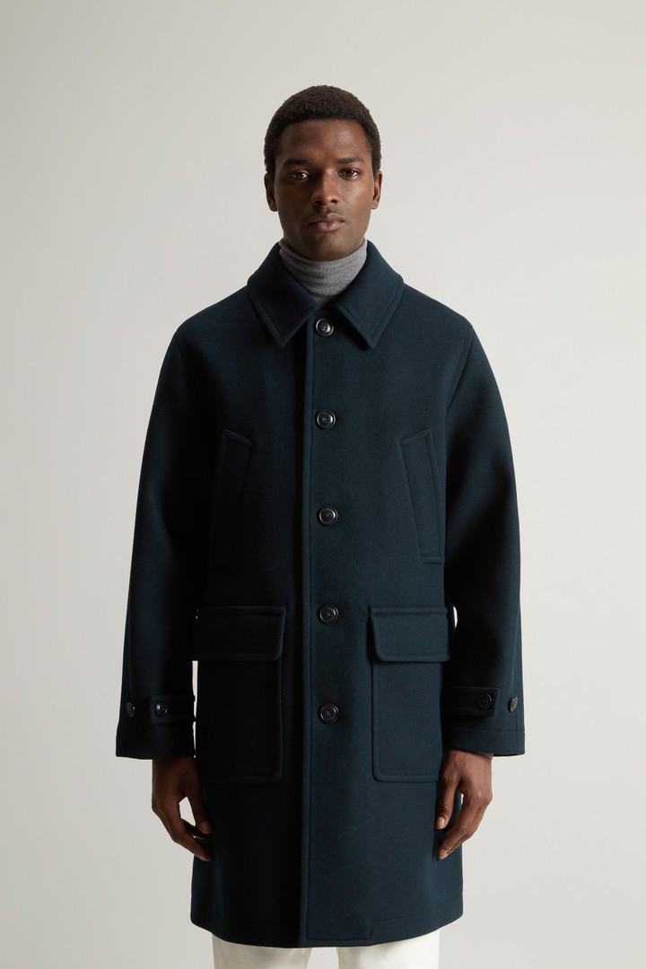 Manteau en laine vierge Melton mélangée Bleu photo 1 | Woolrich