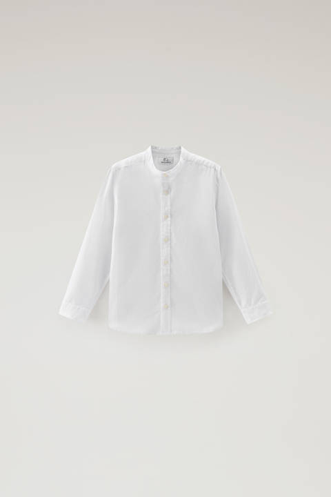 Chemise à col officier pour garçon en mélange de lin et coton Blanc | Woolrich