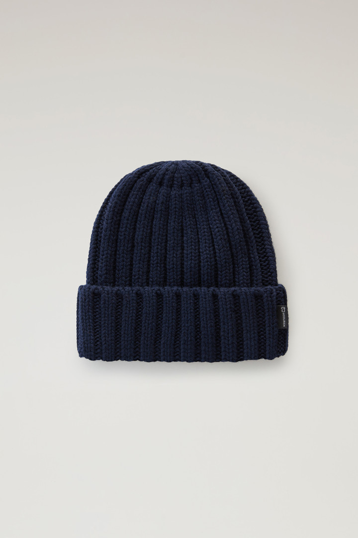 Woolrich Boys' Beanie in Pure Virgin Wool Blue Size M