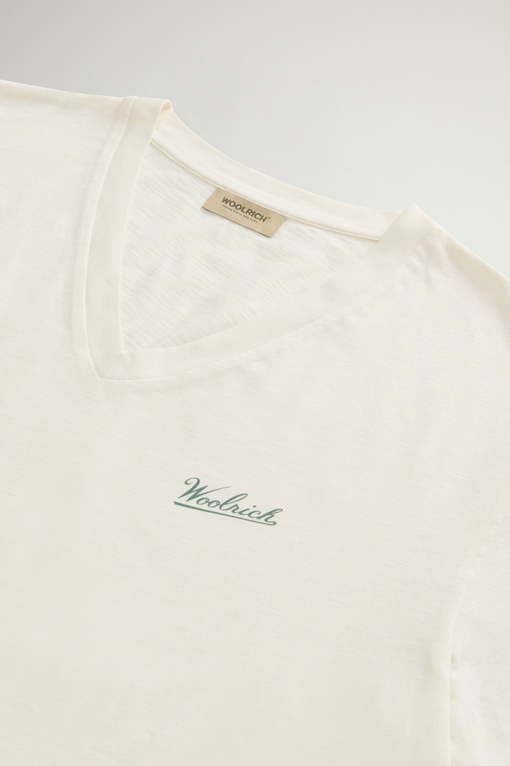 Pure Cotton Slub T-Shirt with V-Neck White photo 6 | Woolrich