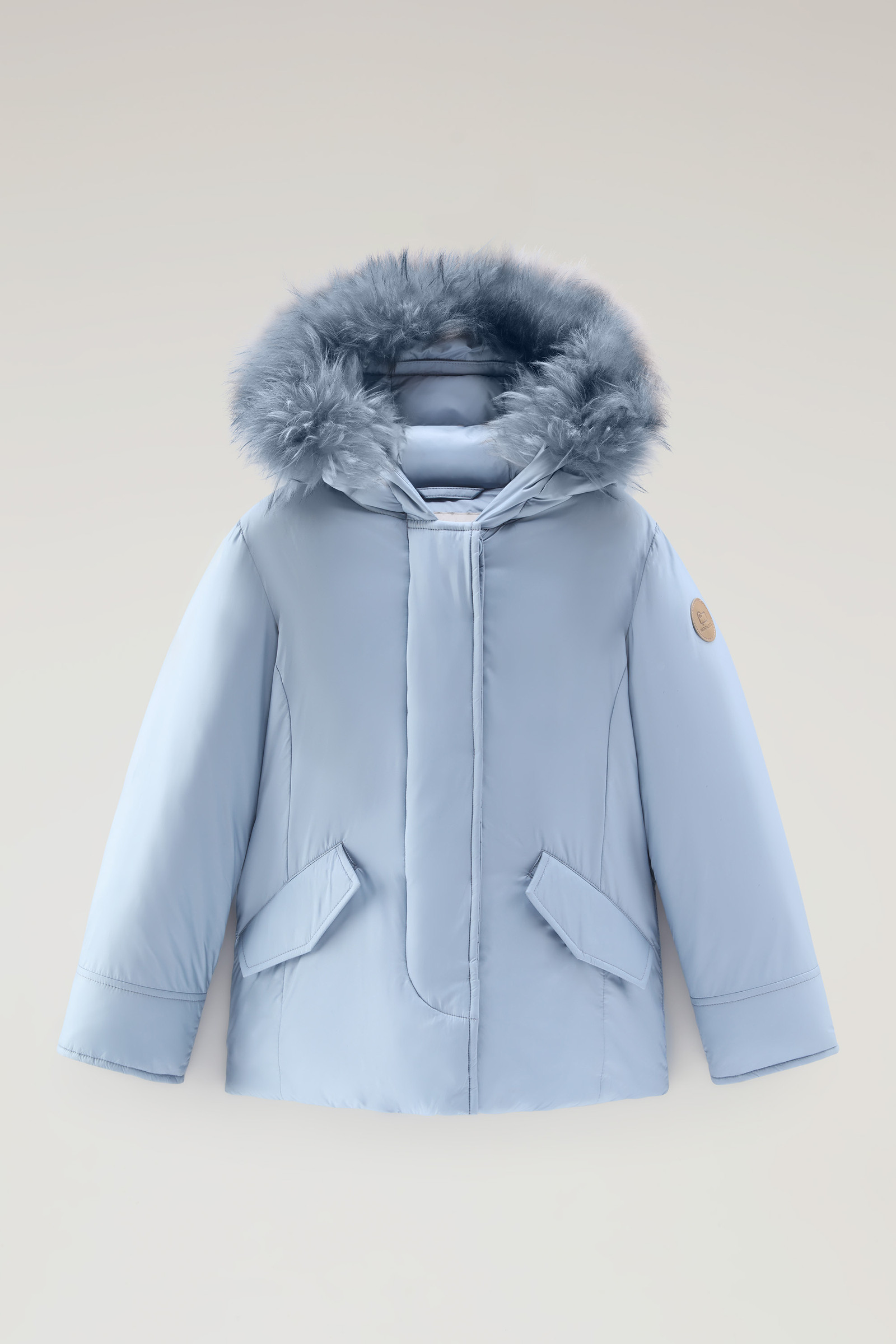 Girls' Short Arctic Parka with Cashmere Fur - Girls - Blue