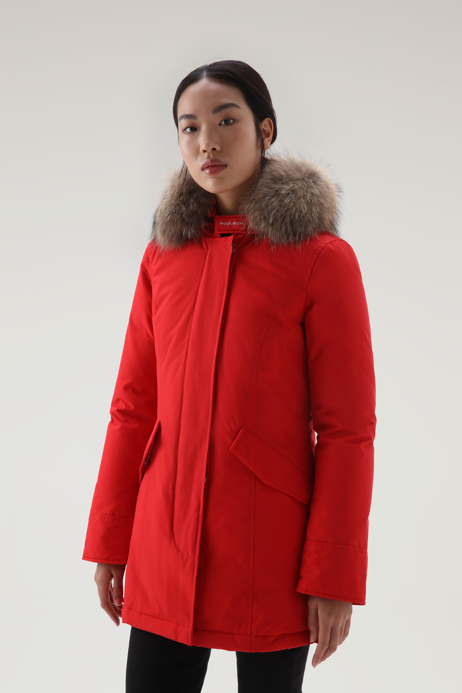 Mogelijk Veel Rally Arctic Parka van Ramar Cloth-stof met afneembare bontrand Dames rood |  Woolrich NL