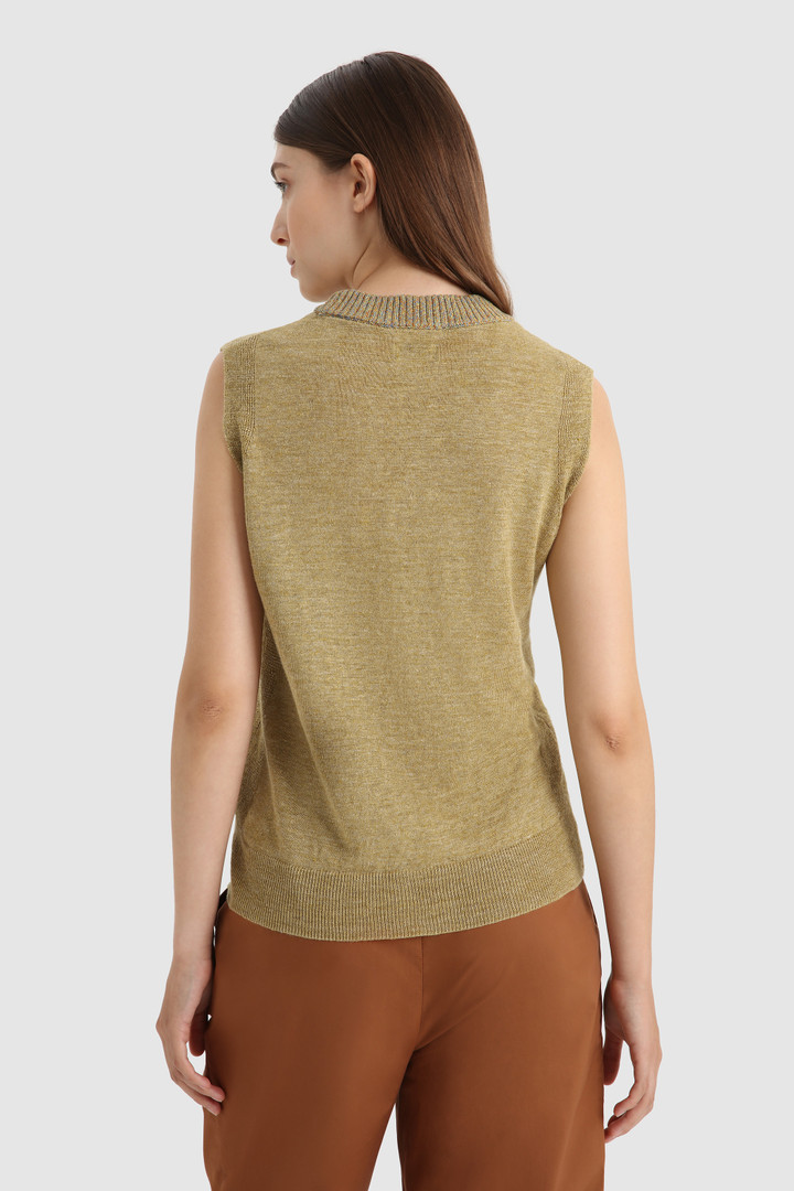 Haut en pur lin avec col côtelé beige photo 3 | Woolrich