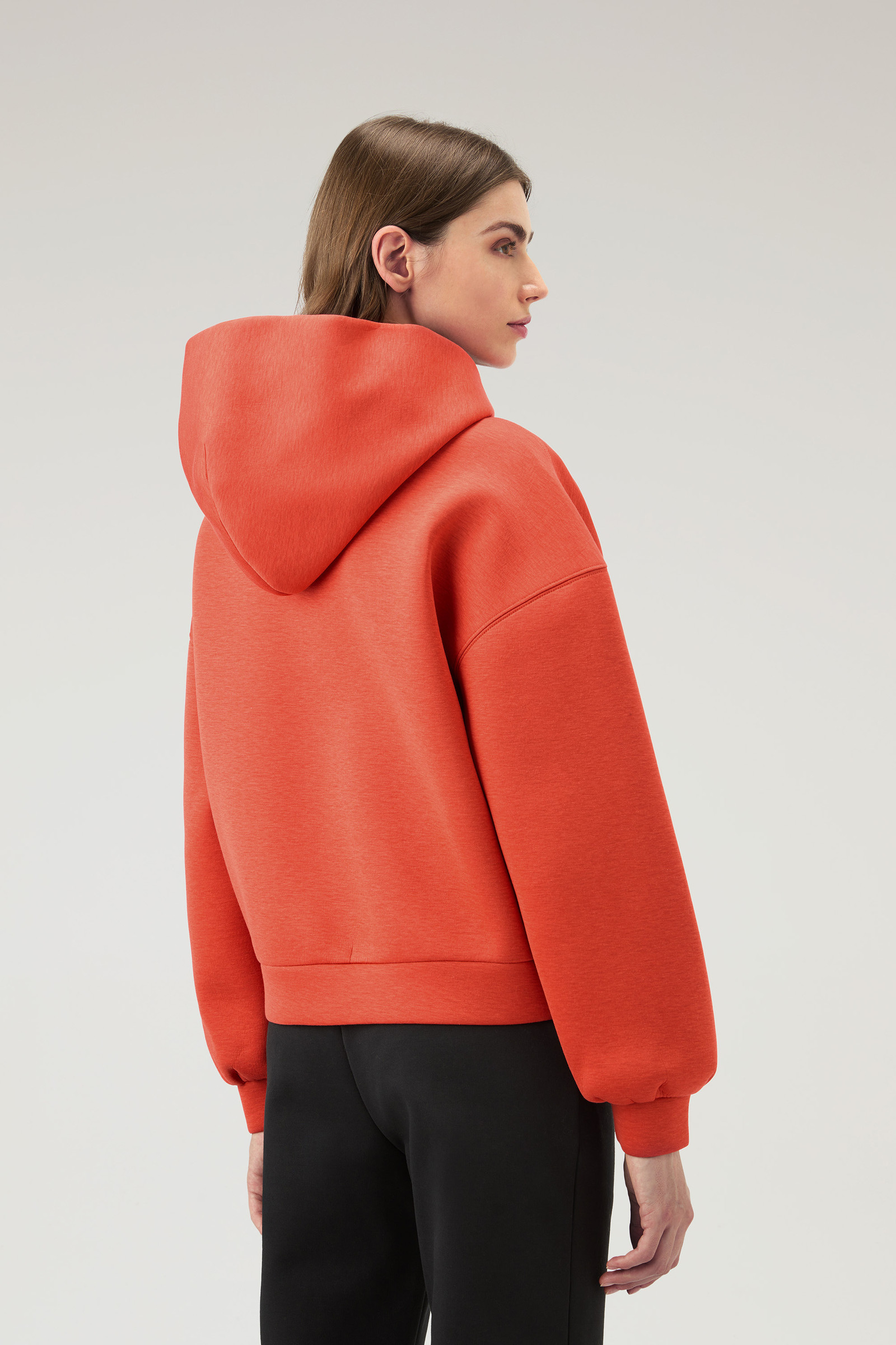 Sudadera con capucha y cremallera de mezcla de algodón naranja photo 3 | Woolrich