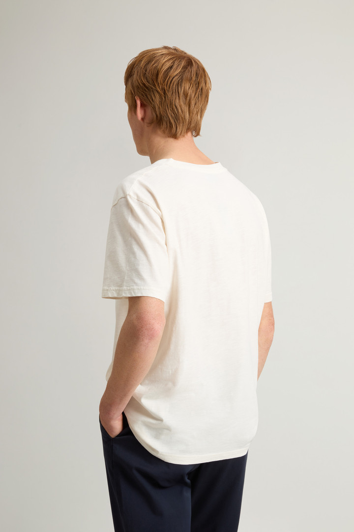 Pure Cotton Slub T-Shirt with V-Neck White photo 3 | Woolrich