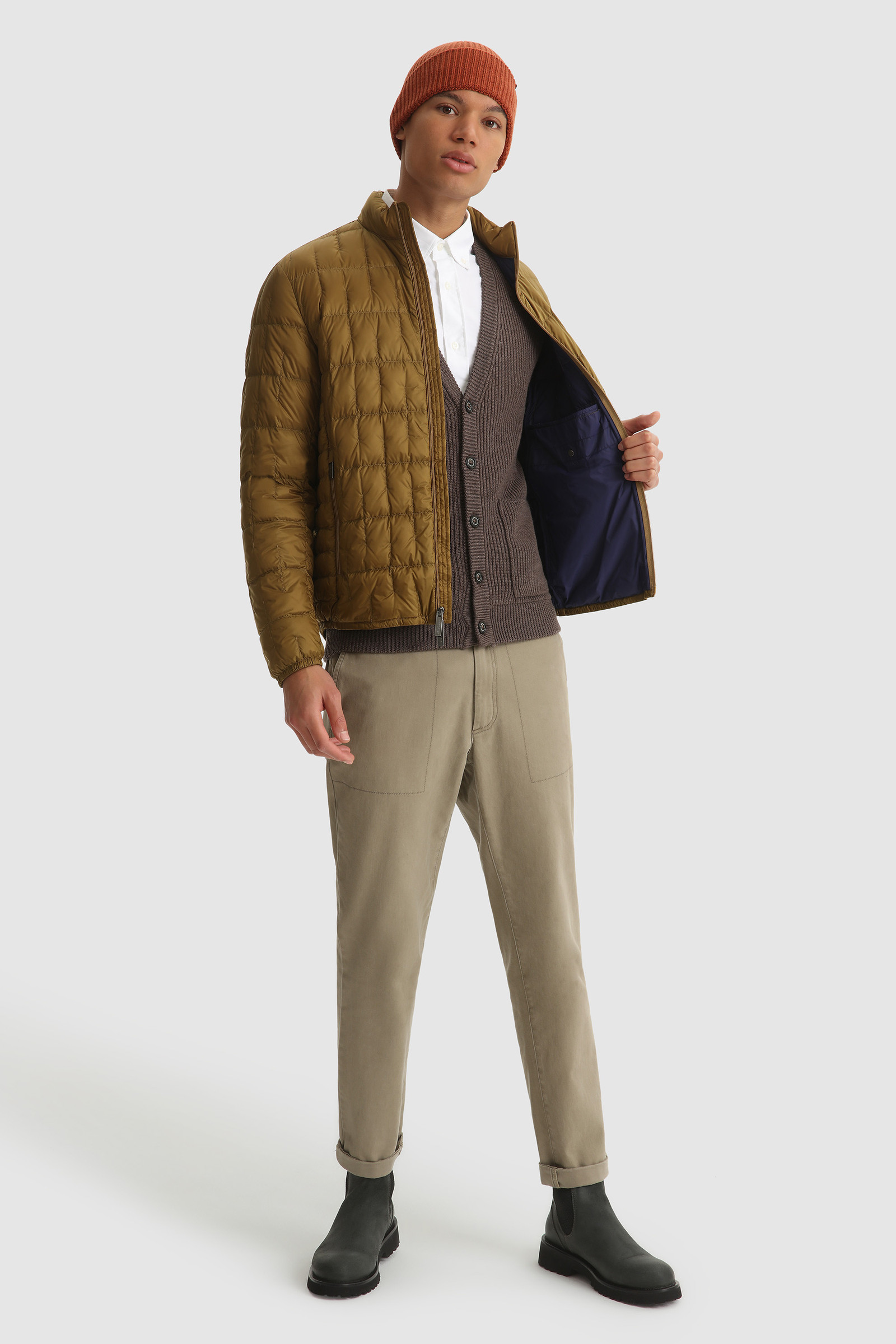 Ribbed Merino Wool Cardigan Brown photo 2 | Woolrich
