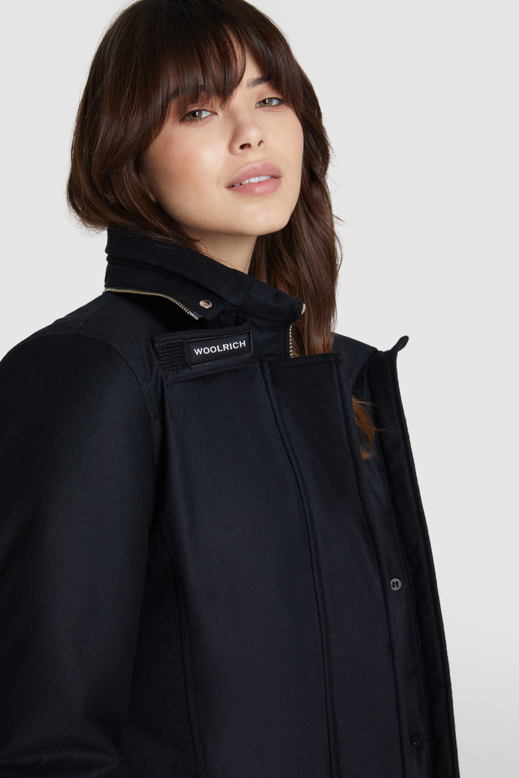 Arctic Parka luxe in lana pregiata, pelliccia coyote