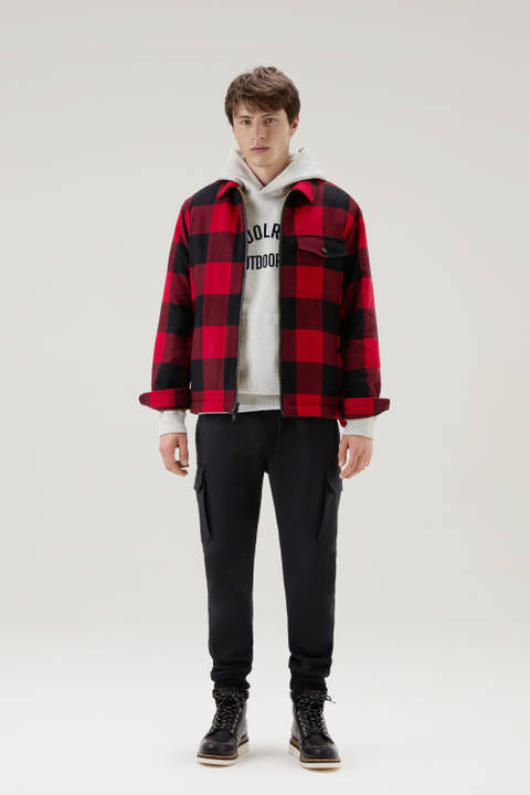 Overshirt in Recycled Italian Wool Blend with Sherpa Lining Red | Woolrich