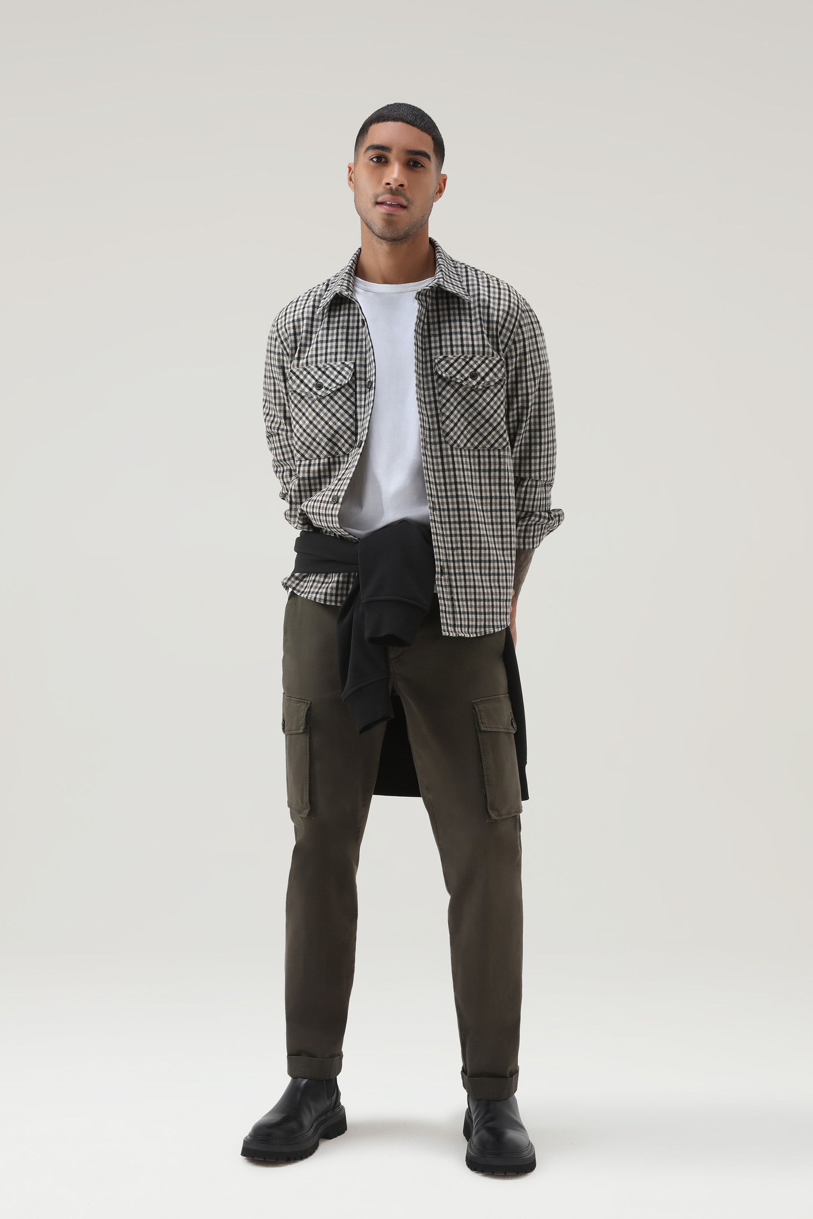 Wool Blend Oxbow Flannel Overshirt - Made in USA Beige photo 2 | Woolrich
