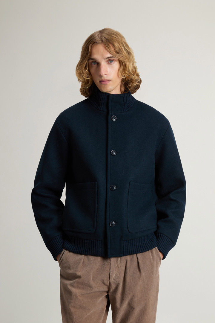 Bomber Jacket in Melton Virgin Wool Blend Blue photo 1 | Woolrich