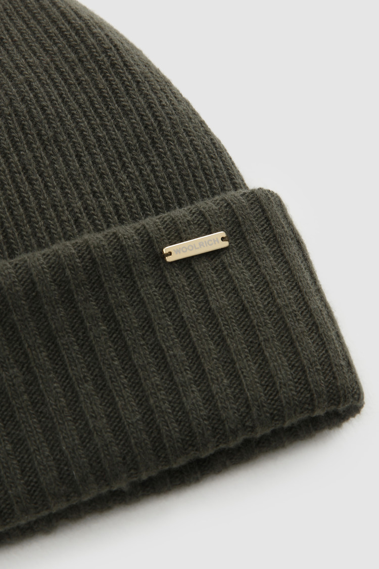 Bonnet en mélange de cachemire et de laine côtelée