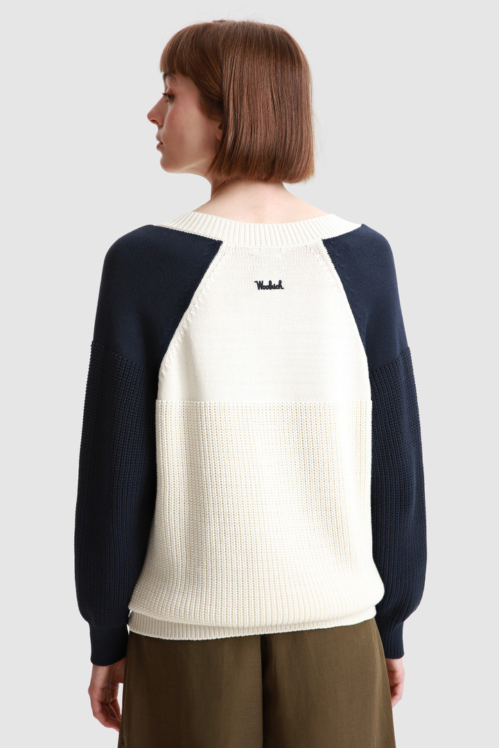 Pull à col en V en coton doux blanc photo 3 | Woolrich
