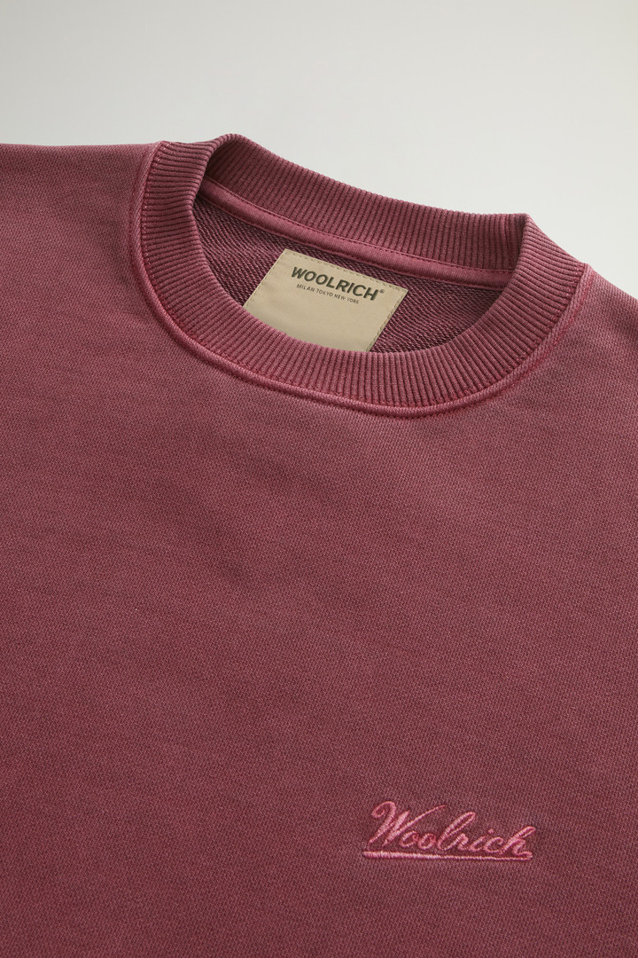 Garment-Dyed Crewneck Sweatshirt in Pure Cotton with Embroidered Logo Purple photo 6 | Woolrich