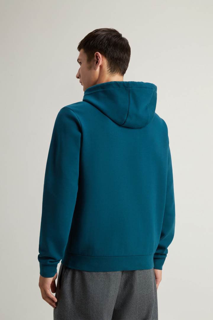 Hooded Sweatshirt in Cotton-Blend Interlock Blue photo 3 | Woolrich